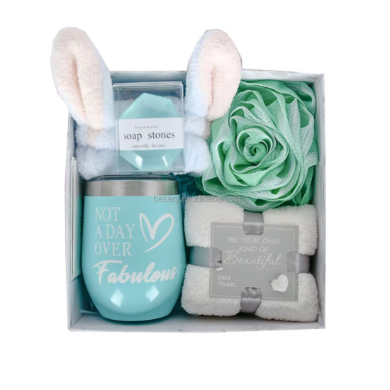 Women's everyday gift set: towels, water bottle, and hair tie