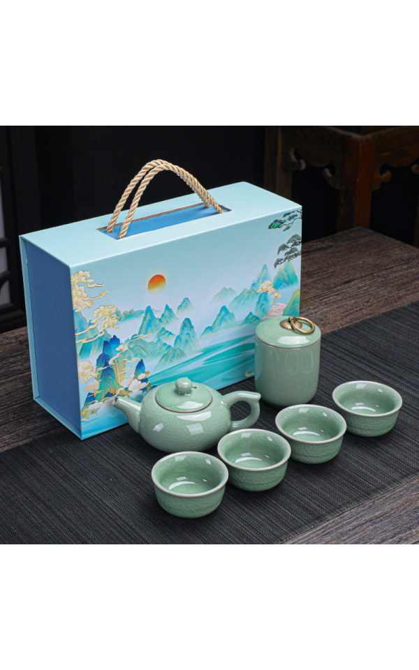 New Ceramic Tea Set National Trend Gift Box for Company Annual Meeting with Logo Printing