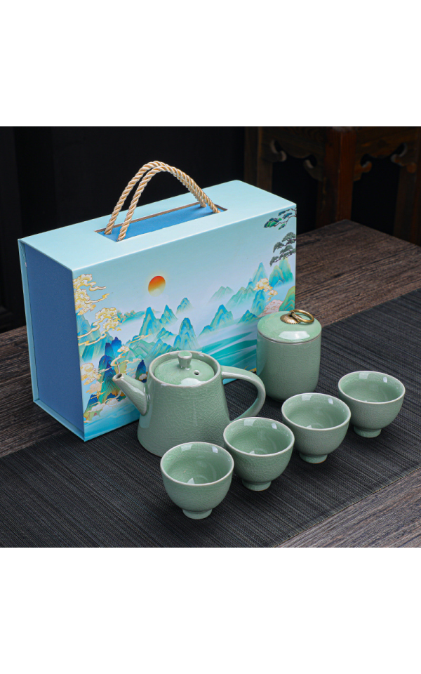 New Ceramic Tea Set National Trend Gift Box for Company Annual Meeting with Logo Printing