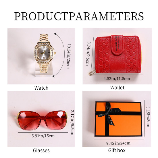 Luxury Gift Set for Her Wallet Watch Sunglasses Gift Box Girlfriend Fashion Creative Valentine's Day Present Premium Women