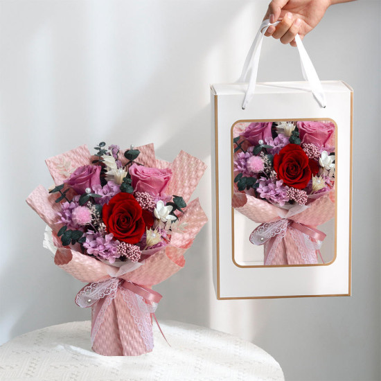 Artifical Flower Everlasting Immortal Roses Bouquet Natural Real Preserved Flowers Dried Artificial Flower Bouquet With Gift Box