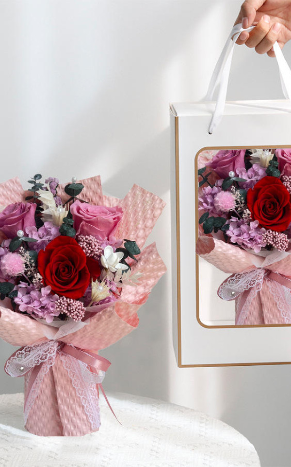 Artifical Flower Everlasting Immortal Roses Bouquet Natural Real Preserved Flowers Dried Artificial Flower Bouquet With Gift Box
