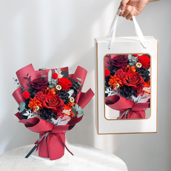 Artifical Flower Everlasting Immortal Roses Bouquet Natural Real Preserved Flowers Dried Artificial Flower Bouquet With Gift Box