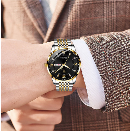 Business Casual Watch for Men Stainless Steel Top Quality Luxury Luminous Date Week Sport Wrist Watches