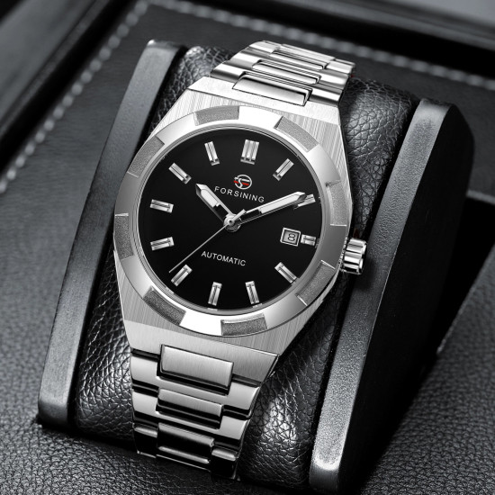 Forsining Reloj Para Hombre Luxury Men Stainless Steel Strap Automatic Watch Luminous Wristwatch Mechanical Watch