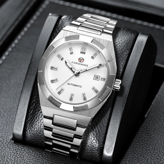Forsining Reloj Para Hombre Luxury Men Stainless Steel Strap Automatic Watch Luminous Wristwatch Mechanical Watch