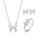 Kaanjewelry Customize 925 Sterling Silver Women's Zircon Jewelry Set Elegant Butterfly Bow Heart Necklace Earring Ring Gift Set