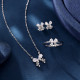 Kaanjewelry Customize 925 Sterling Silver Women's Zircon Jewelry Set Elegant Butterfly Bow Heart Necklace Earring Ring Gift Set