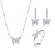 Kaanjewelry Customize 925 Sterling Silver Women's Zircon Jewelry Set Elegant Butterfly Bow Heart Necklace Earring Ring Gift Set
