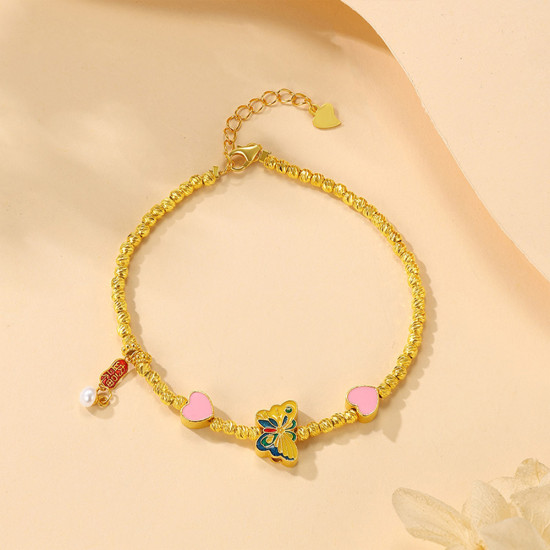 Fashion Jewelry 925 Sterling Silver Trendy Simple Butterfly Pendant Chain Bracelet Jewelry