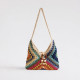 Best Selling Ethnic Retro Hand Knitted Crochet Colorful Geometric Pattern Storage Bag for Beach Vacation