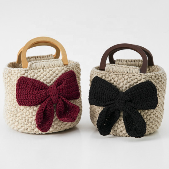 Handmade Crocheted Knitted Tote Bag for Women Fashionable Accessory Handbag with Cartoon Plant Love Styles-Grandmother Bag