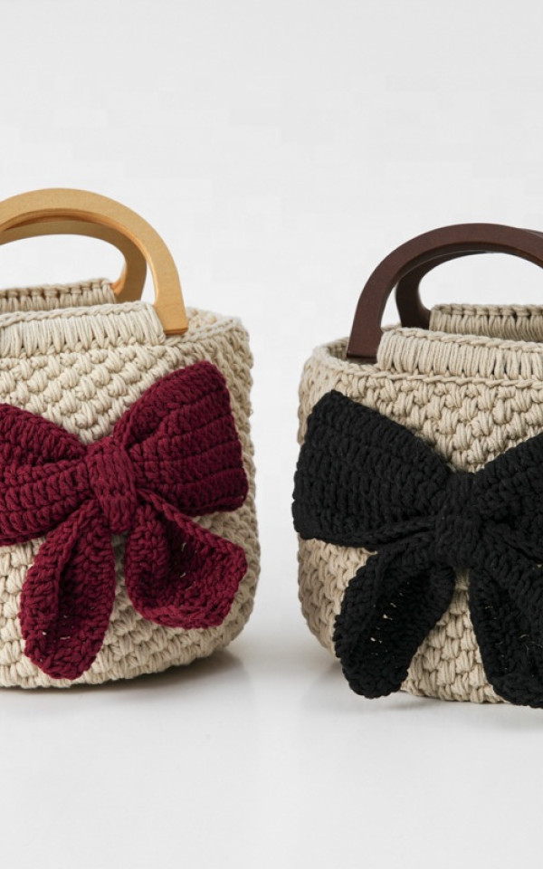 Handmade Crocheted Knitted Tote Bag for Women Fashionable Accessory Handbag with Cartoon Plant Love Styles-Grandmother Bag