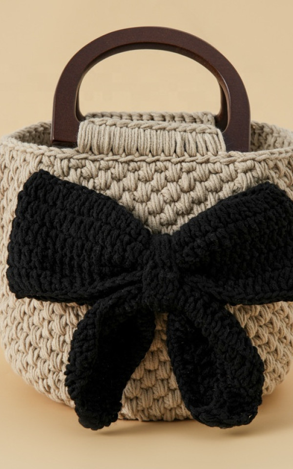 Handmade Crocheted Knitted Tote Bag for Women Fashionable Accessory Handbag with Cartoon Plant Love Styles-Grandmother Bag