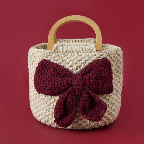Handmade Crocheted Knitted Tote Bag for Women Fashionable Accessory Handbag with Cartoon Plant Love Styles-Grandmother Bag