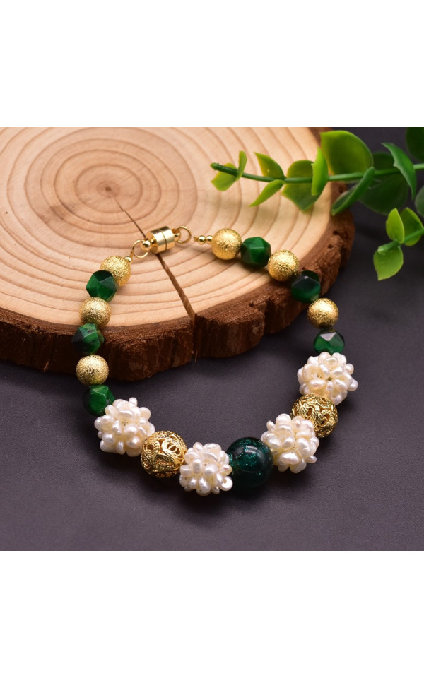  Pearl Bracelet Handmade Beaded Bird\u0027s Nest Design Gold Plated Freshwater Pearl Creative Fashion Pearl Bracelet
