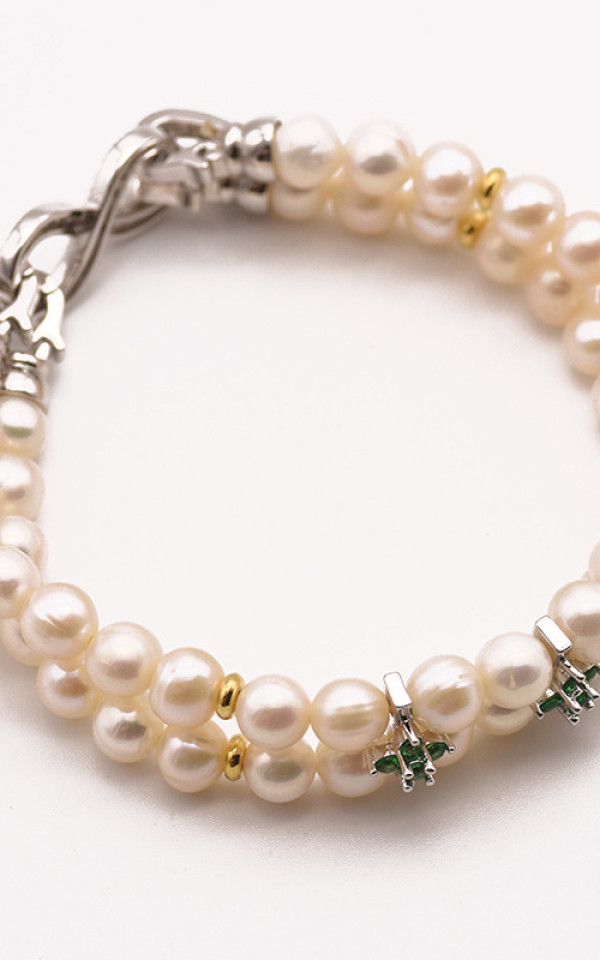 Luxury Pearl Bracelet Baroque Freshwater Pearl Cubic Zircon Inlaid Gold Plated High-End Gift Pearl Bracelet