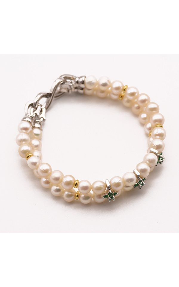 Luxury Pearl Bracelet Baroque Freshwater Pearl Cubic Zircon Inlaid Gold Plated High-End Gift Pearl Bracelet