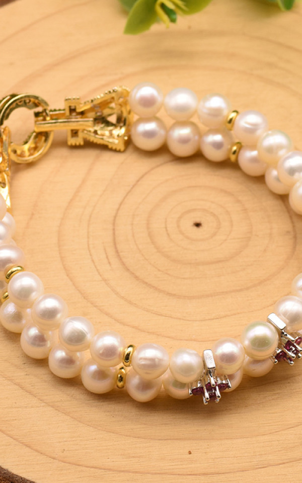 Luxury Pearl Bracelet Baroque Freshwater Pearl Cubic Zircon Inlaid Gold Plated High-End Gift Pearl Bracelet