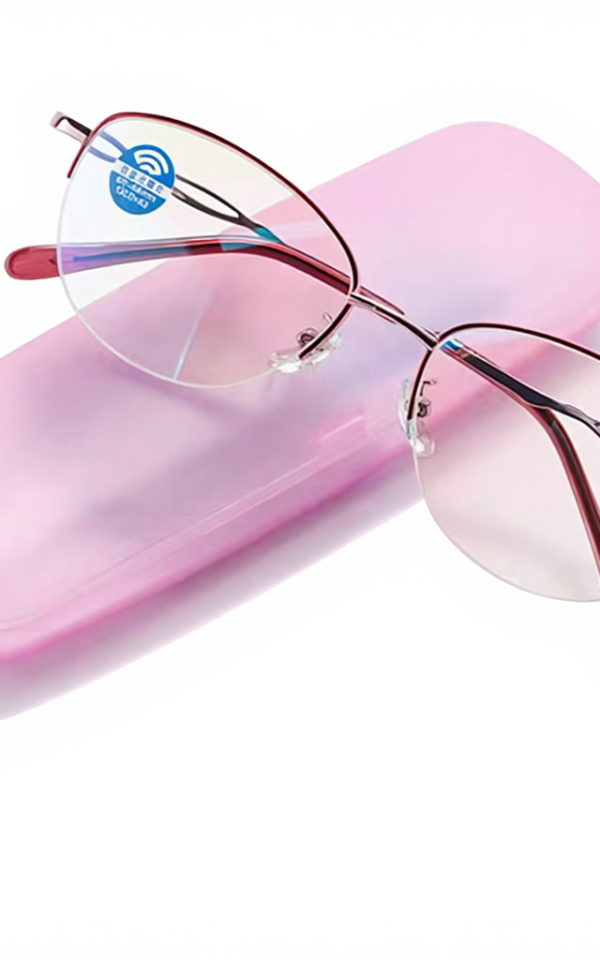 Fashion Computer Prescription Glasses Red Metal Frames Face Elderly Magnifying Reading Glasses for Round Faces with clear Lenses