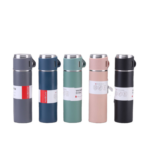Customizable 3-Lid Thermal Mug Gift Set Coffee Thermos Flask Set for Business Gift