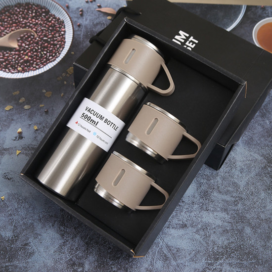 Customizable 3-Lid Thermal Mug Gift Set Coffee Thermos Flask Set for Business Gift