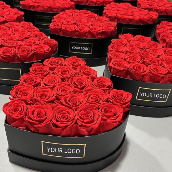 Lovebay  Preserved Roses Real Touch Eternity Roses Everlasting Heart Shaped with Eternal Natural Forever Roses in a Box