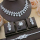 Fashion Vintage Gold Plated Silver Women's Necklace Set for Wedding Bridal Party with Cubic Zirconia Jewelry