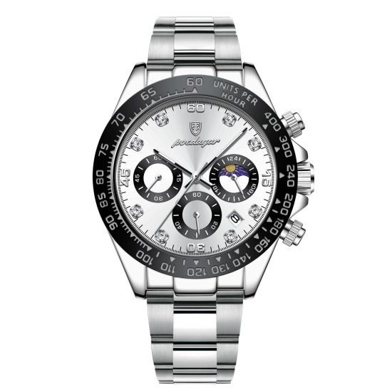 Men's Luxury Quartz Wristwatch Gold Diamond Chronograph Crystal Silicone Pointer Waterproof Fashionable Business Sports Watch