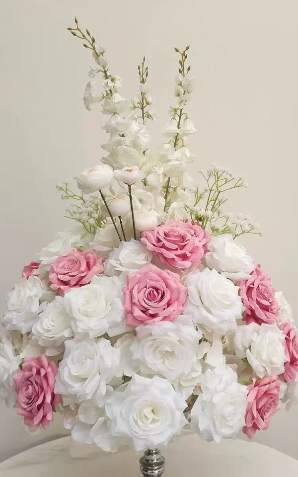 Modern Wedding Centerpieces Table Decorations Burgundy Silk Plastic Flower Ball 80Cm Large Red Rose MoKtong MKT-554