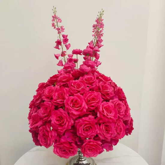 Modern Wedding Centerpieces Table Decorations Burgundy Silk Plastic Flower Ball 80Cm Large Red Rose MoKtong MKT-554