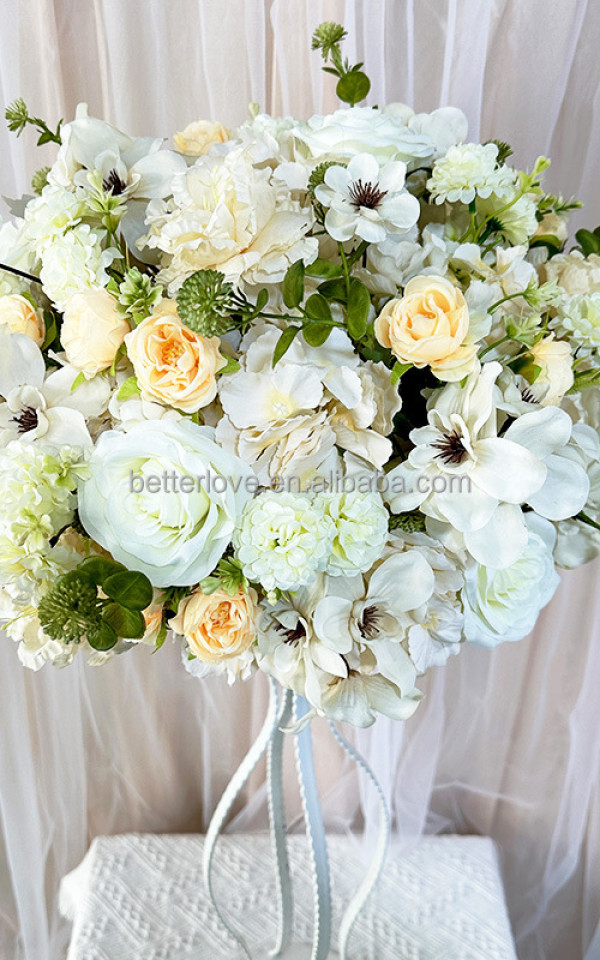 Flower Arrangement Ball Customized Artificial Large Silk White Rose Wedding Flower Balls for Arrangement Centerpieces Decoration