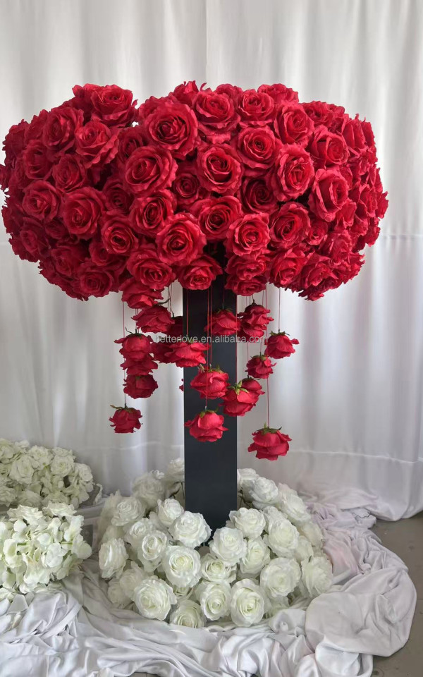 Flower Arrangement Ball Customized Artificial Large Silk White Rose Wedding Flower Balls for Arrangement Centerpieces Decoration