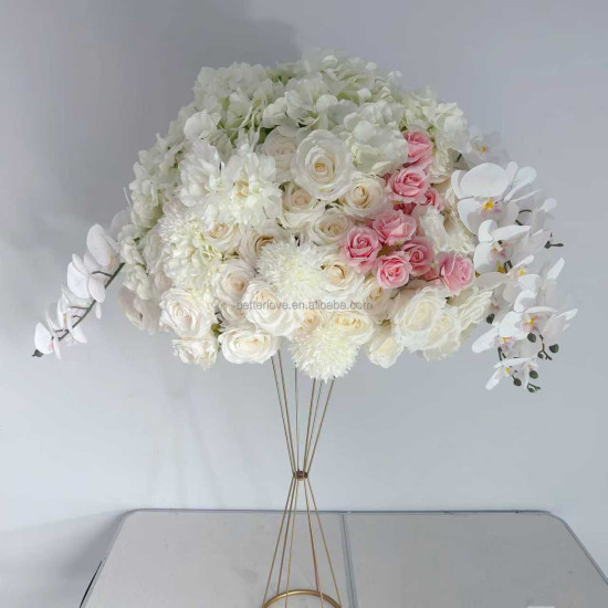 OEM Wedding Flower Arrangement Silk Wedding Table Decoration Red White Rose Centerpiece Flower Ball