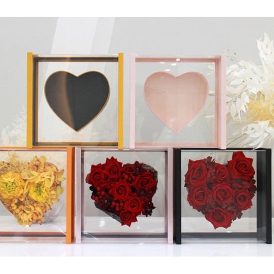 Natural Preserved Roses Customized Mid-heart Shape Roses Box Eternal Flower for Valentine Gift