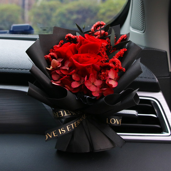 2025 Newest Style Handmade Preserved Roses with Natural Dried Flowers Bouquet for Car Aromatherapy Bouquets of Flowers