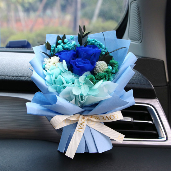 2025 Newest Style Handmade Preserved Roses with Natural Dried Flowers Bouquet for Car Aromatherapy Bouquets of Flowers
